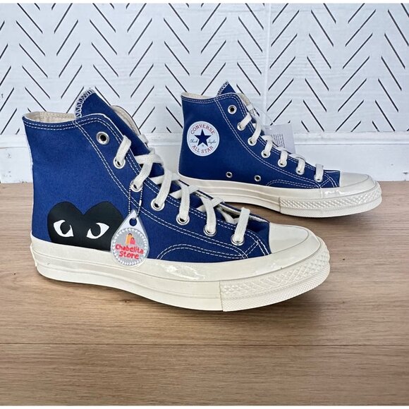 ⭐Converse Chuck 70 CDG Hi Mens Shoes Sz 10 Comme des Garcons PLAY Blue 171846C⭐ - Picture 1 of 10